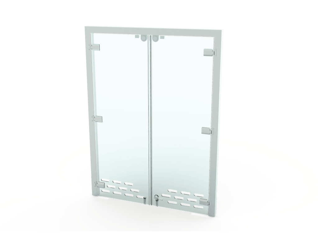 Porte in vetro temperato per macchina con flusso lamellare