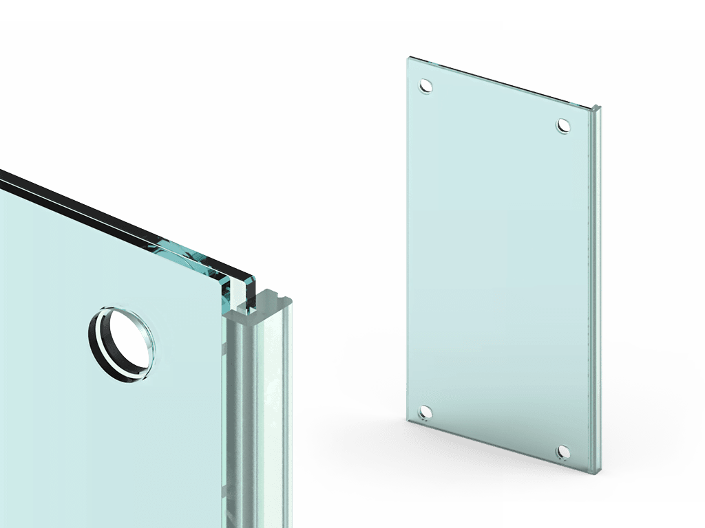 Porta in vetro temprato e stratificato per settore ascensoristica